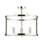 Laura Ashley Harrington 3 Light Semi-Flush Polished Nickel and Glass